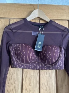 Adidas x Ivy Park Wild Brown Monogram Crop Top Uk 10 Size Small Brand New - Picture 1 of 8