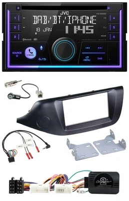 JVC Lenkrad USB 2DIN DAB Bluetooth CD Autoradio für Kia Ceed ab 2012 schwarz ohn - Bild 1 von 4