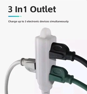 Amazon Basics Flat Plug Grounded Indoor Extension Cored 3 Outlet White 15FT - Picture 1 of 6