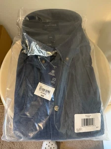 Stafford Navy Corduroy Shirt SOFT TOUCH Regular Fit Button Front NWT Men's XXL - Picture 1 of 7