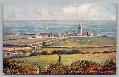 Postal Faro de Santa Catalina Isla de Wight Inglaterra Tuck Oilette Pepperpot Foto 1 de 2