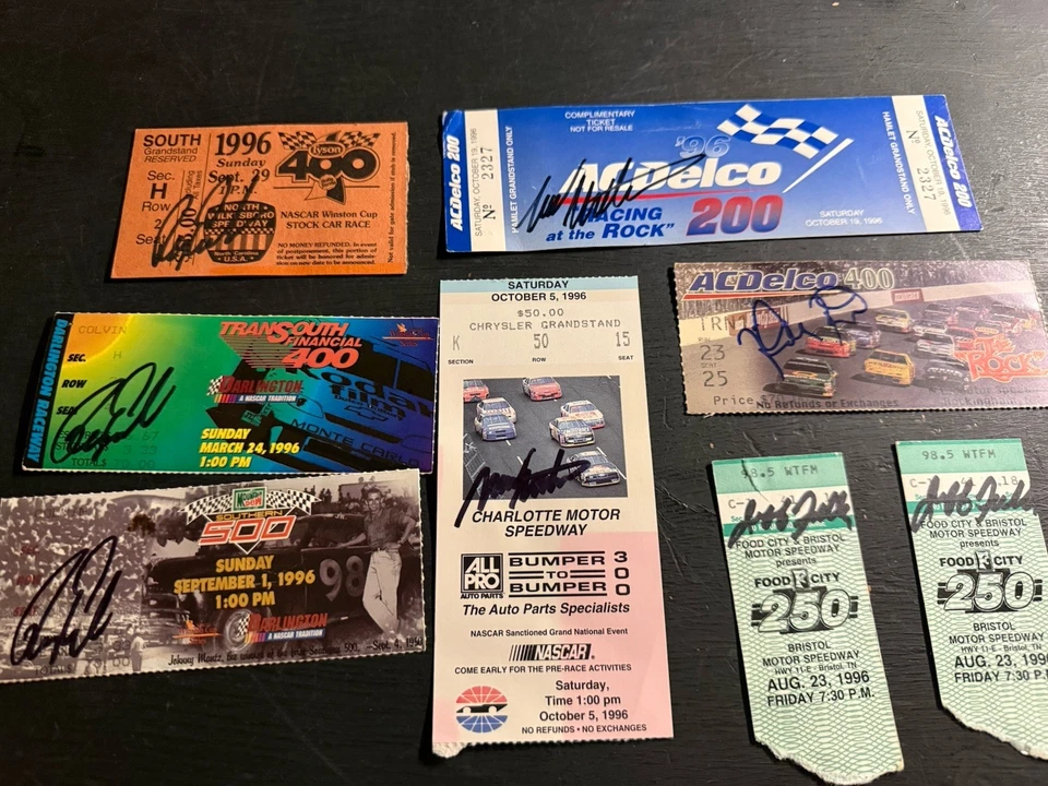 (7) Boletos usados NASCAR 1996 en persona por el ganador de la carrera Foto 1 de 1