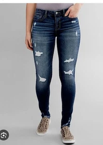 Pantalones de mezclilla para mujer Bridge by GLY desgastados azules talla 26 tiro medio  - Imagen 1 de 11