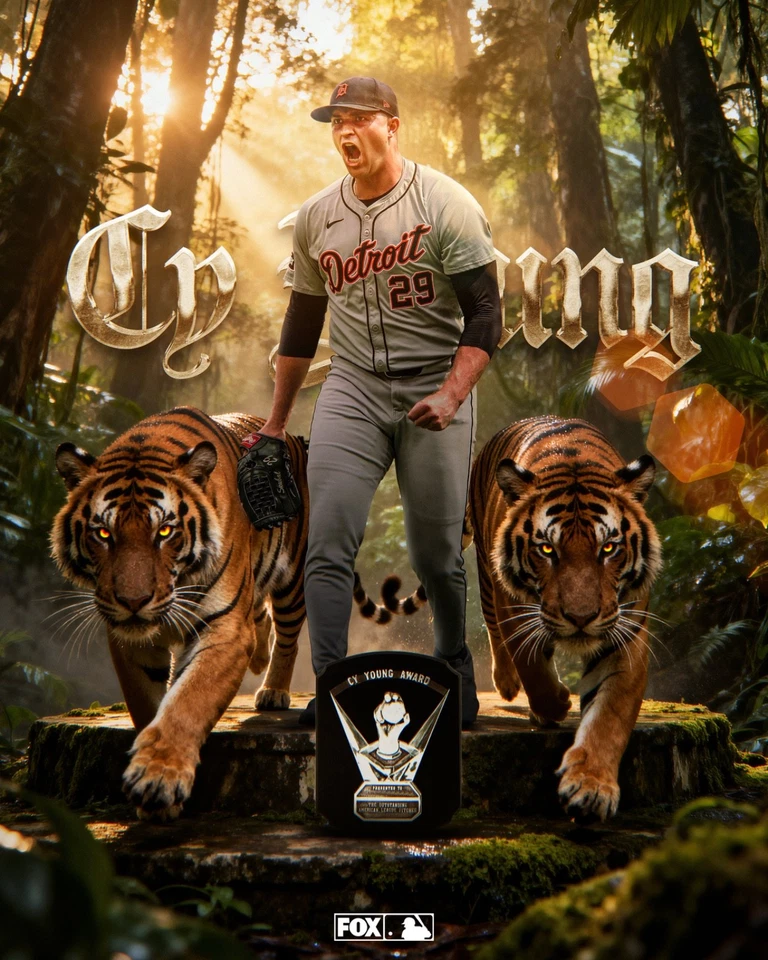 8x10 Photo TARIK SKUBAL Detroit Tigers 2024/2025 Cy Young Pitcher back to back - Image 1 of 1