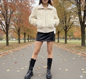 Real Fur CHEBELLO Rabbit Fur Jacket Size XL  Mob Wife Old Money  MSRP $99 White - Picture 1 of 9