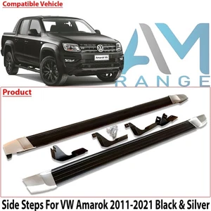 Fixed Side Step Running Board Nerf Bar Pair For Volkswagen VW Amarok 2011-2021 - Picture 1 of 13
