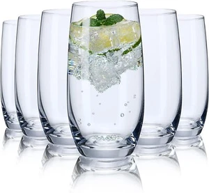 CUKBLESS Drinking Glasses Set of 6, Crystal Highball Water Glasses, Glass Cups - Picture 1 of 3