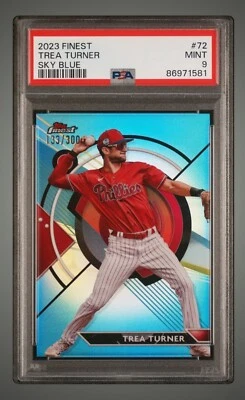Trea Turner 2023 Topps Finest #72 Sky Blue (133/300) PSA 9 (POP. 1) - Image 1 of 2