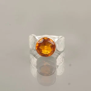 Citrine Gemstone Handmade 925 Sterling Silver Jewelry Fashionable Ring For Gift - Picture 1 of 6