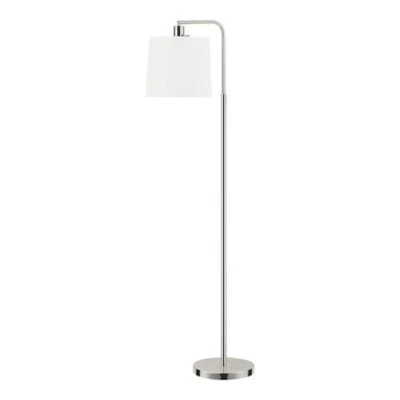 Hampton Bay Auburn 56 in. Nickel Floor Lamp with White Fabric Shade - Image 1 of 4