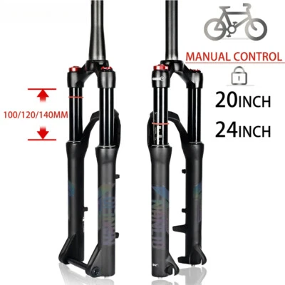 100/120/140mm Travel MTB Bike Forks 20 24in Alloy Shoulder Control Shock Fork - Image 1 of 4