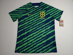 Brazil 2022/2023 Prematch Jersey, Green/Dark Blue, Nike - Picture 1 of 12