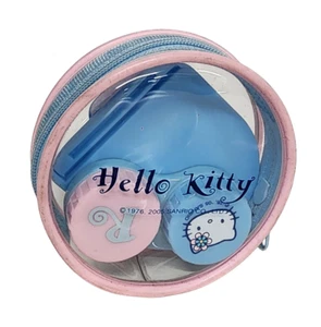 Hello Kitty Contact Lens Case with Container and Mirror Retro Zip Bag Sanrio NEW - Picture 1 of 4