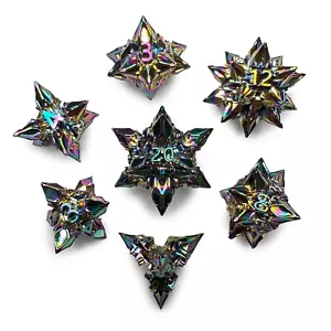 Regenbogen Metall Spitze Würfel Stern scharf D&D Dungeons Dragons DnD RPG Polyedral - Bild 1 von 2