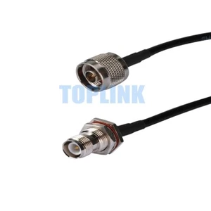 RP-TNC Female ( Male Pin ) Bulkhead to N Male Plug RF Pigtail Coax Cable RG58 1M - Bild 1 von 3