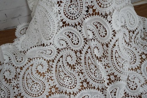OFF WHITE Tessuto paisley in pizzo bianco sporco per abito da sposa abiti da sera costume