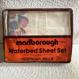 Vintage NOS Marlborough Muslin Waterbed Sheet Set King Size Floral - Picture 1 of 10