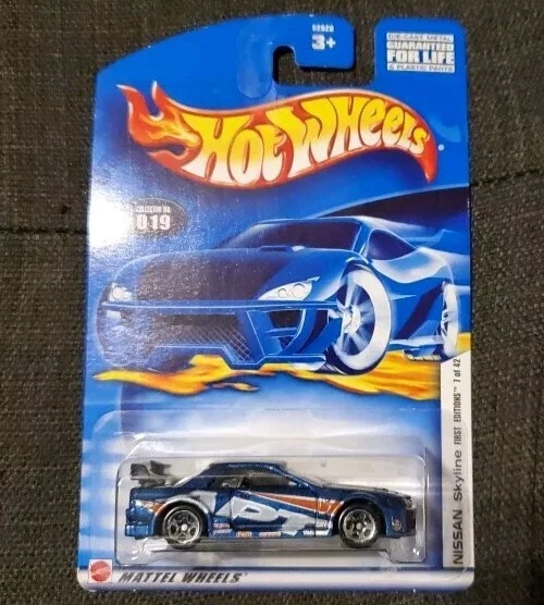 Protector Hot Wheels 2002 primera edición azul Nissan Skyline 7/42 pulgadas #019 Foto 1 de 1