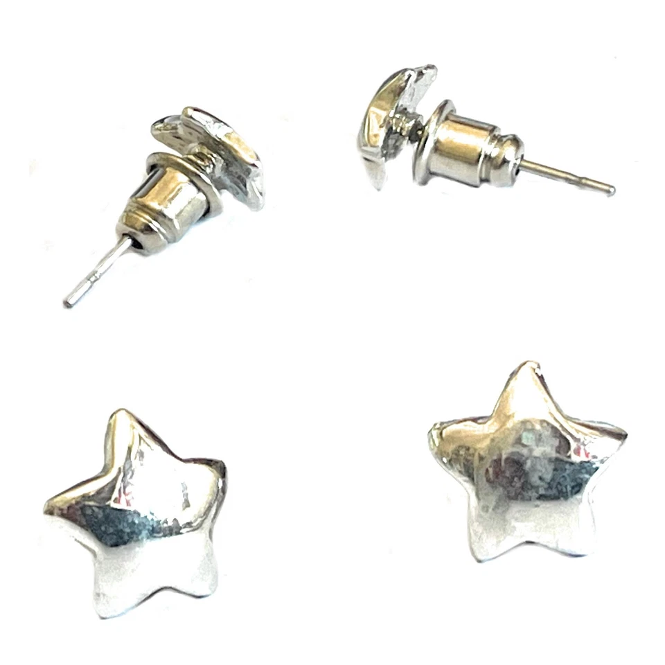 Orecchini a stella da donna argento piccoli leggeri piercing lobo anallergici - Immagine 1 di 4