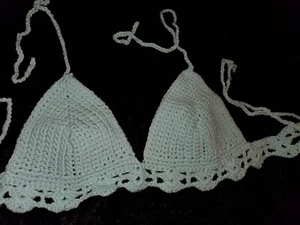 NEW Crochet Bikini Top with shell edge Mint Green Color Size B/C  - Picture 1 of 2