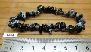 Bracelet baroque OBSIDIENNE FLOCON DE NEIGE des USA pierre naturelle qualité AB - Picture 1 of 3