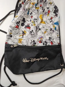 Walt Disney World Parks Kordelzug Rucksack Comic Streifen Mickey Mouse Cinch Tasche - Bild 1 von 9