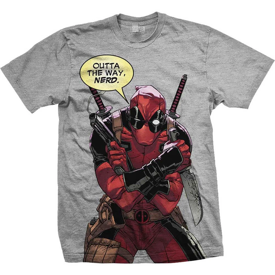Deadpool T Shirt Mens Official Marvel Grey Nerd  S,M,L,XL,2XL Free P+P - Image 1 of 1