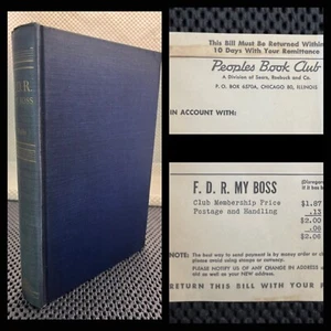 FDR My Boss Book by Grace Tully 1949 HC Life Of President Roosevelt w/Receipt BC - Imagen 1 de 14