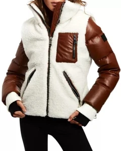 Sam New York Wylie Mixed Media Jacke braun weiß Größe S Small 475 $ - Bild 1 von 8
