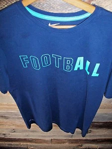 Men's Nike Dri-Fit Athletic Cut Cotton Blend T-Shirt "Football" Navy Size Large - Picture 1 of 8