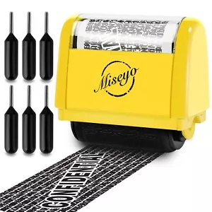 Identity Theft Protection Roller Stamp Set - Yellow 6 Refill Ink Incleded - Picture 1 of 7