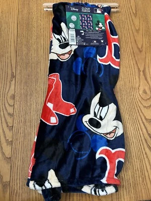 DISNEY X MLB BOSTON RED SOX  PLUSH CLOUD THROW BLANKET 60”x70” NEW - Image 1 of 3
