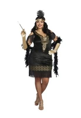 Swanky Flapper - рев 20-х - ар-деко - костюм - женщин - плюс - 2 размеров - Изображение 1 из 2