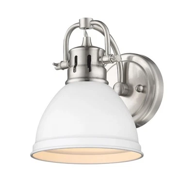 Aplique de baño Golden Lighting 3602-BA1 Duncan 9" de alto - peltre / blanco mate Foto 1 de 2