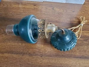 Vintage Glass Wall Lighted Plug In Sconce Green Glass - Picture 1 of 13