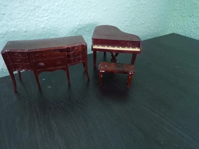 老式娃娃屋Renwal钢琴和长凳自助餐 — 第 1/4 张图片