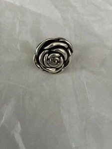 Vintage Puffy Rose Blume hohl schwebend 3D Ring Sterlingsilber 925 Gr. 10 Italien. - Bild 1 von 6