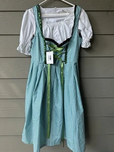 Oktoberfest Gaudi Trachten Green Gingham Sequins Dirndl 2pc Dress 42 L Cosplay - Picture 1 of 14