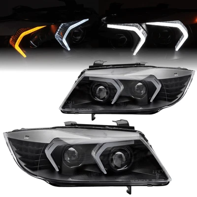 Voll LED Scheinwerfer Set Schwarz für BMW 3er E90 & E91 2005–2008 Limo / Touring - Bild 1 von 4