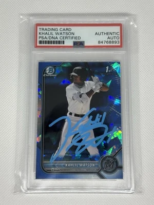 Kahlil Watson Signed 2022 Bowman Chrome SAPPHIRE PSA DNA AUTHENTIC AUTO #BCP-3 - Image 1 of 4