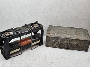 VINTAGE COLEMAN 1943 DOPPELBRENNER WW2 CAMPINGKOCHER MILITÄR MIT KOFFER - Bild 1 von 17