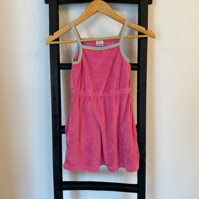 Платье Hanna Andersson розовое махровое ткань радужный ремень детское размер 6-7 - Изображение 1 из 4