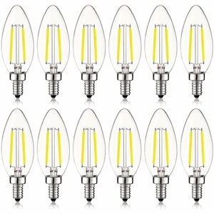 Luxrite 4W Vintage Candelabra LED Bulb Dimmable 5000K 400lm Blunt Tip E12 12Pack - Picture 1 of 7