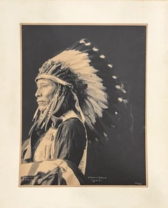 1898 SIOUX INDIAN CHIEF AFRAID OF EAGLE by F. A. RINEHART - PLATINUM PHOTOGRAPH - Picture 1 of 5