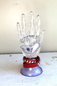 17 in Vintage 50s Double Wrap Punk Bracelet Red Leather Silver Dome Stud Buckle - Picture 1 of 9