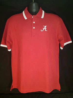 University of Alabama Mens Crimson Polo with Script A and White Trim - Image 1 of 3