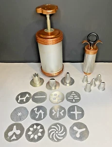 2 Mirro Aluminum Cookie/Pastry Press Decorator with 12 Plates & 8 Tips - Picture 1 of 9