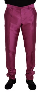 DOLCE & GABBANA Pants Pink Silk Slim Trousers Dress Formal IT48 / W34 RRP $1400 - Picture 1 of 8