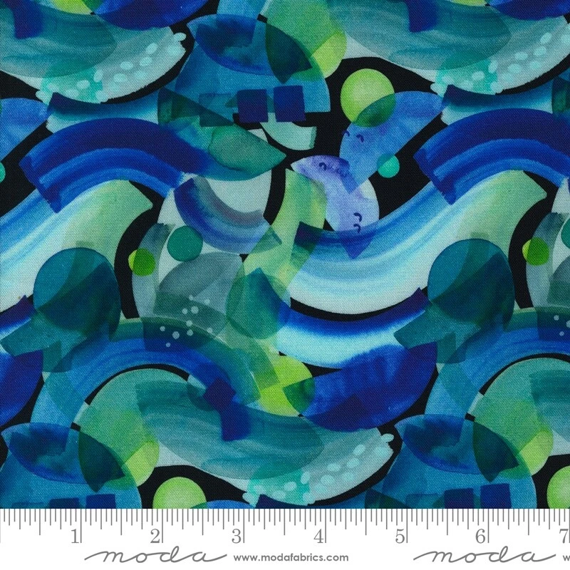 Playgrounds  Abstract Waves Sky Blue Amarilys Henderson for Moda 1/2 YD 2262 14 - Image 1 of 1