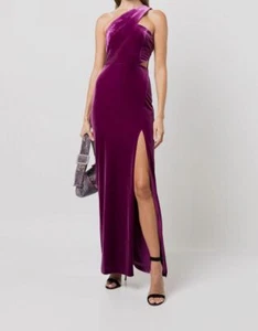 $246 Aidan by Aidan Mattox Women's Purple Velvet One-Shoulder Dress Size 8 - Picture 1 of 5
